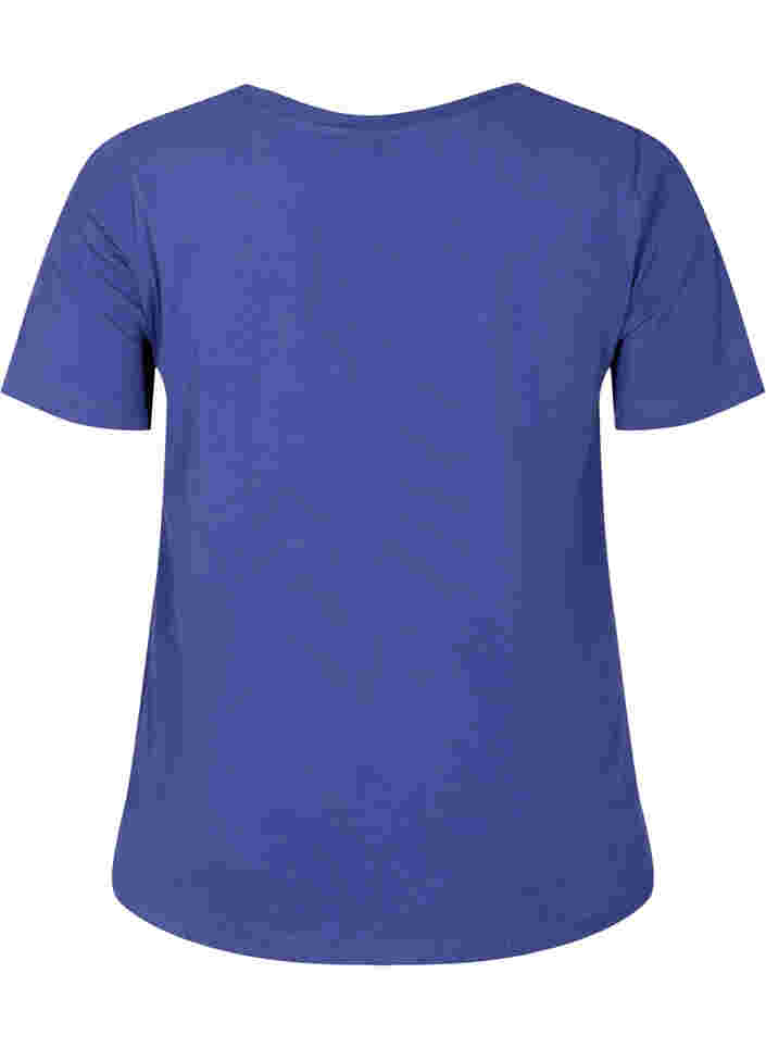 Ensfarvet basis t-shirt i bomuld, Deep Cobalt, Packshot image number 1