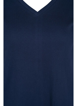 Bomulds t-shirt med ribstruktur, Navy Blazer, Packshot image number 2