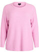 Meleret strikbluse med rund hals, Lyser&oslash;d, Packshot image number 0