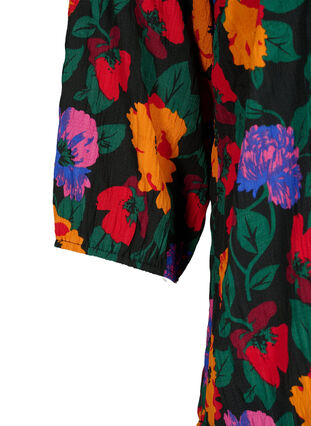 Blomstret bluse med 3/4 ærmer, Multi Flower AOP, Packshot image number 3