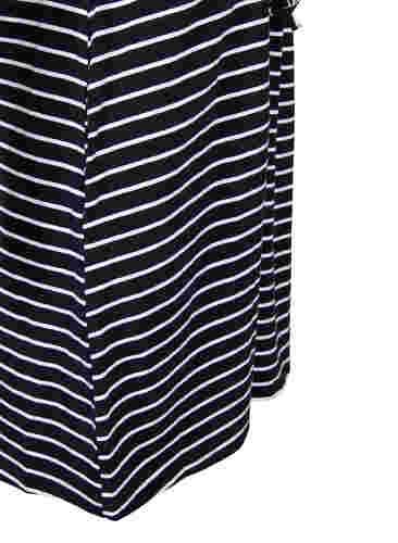 Stribet tunika i bomuld med korte ærmer, Black Stripe, Packshot image number 3