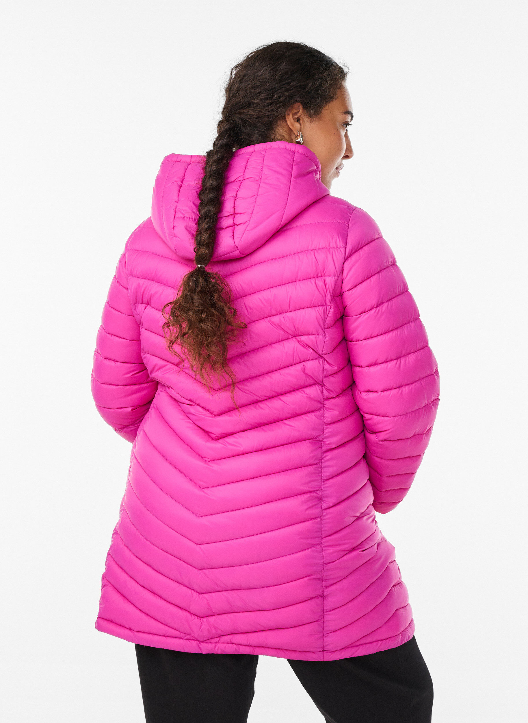 ZizziLetv&aelig;gts jakke med lommer og aftagelig h&aelig;tte , Lyser&oslash;d, Model image number 2