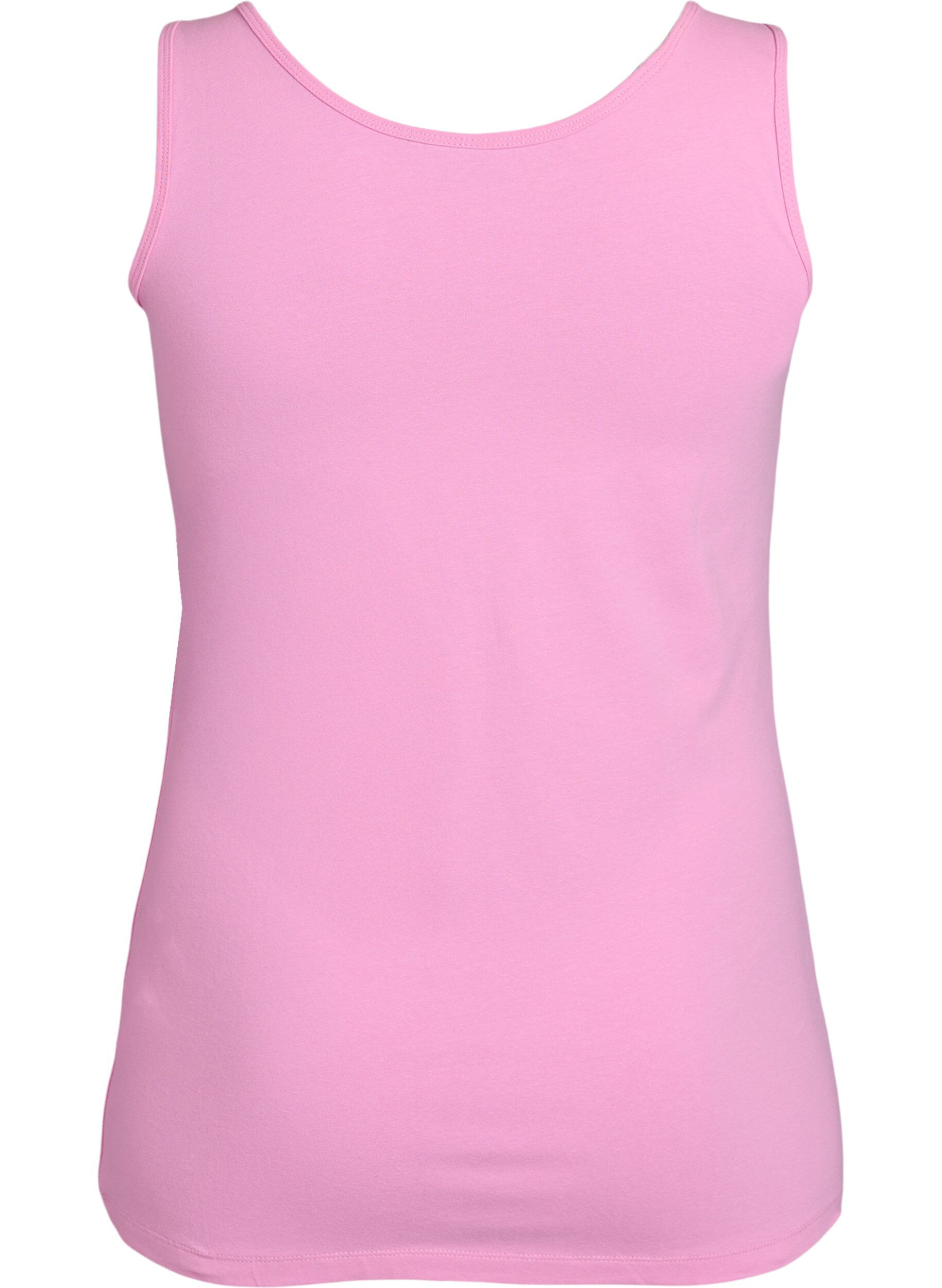 ZizziEnsfarvet basis top i bomuld, Lyser&oslash;d, Packshot image number 1