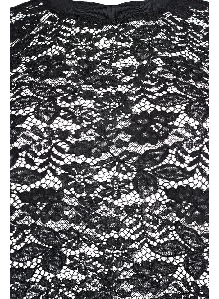 Blondebluse med korte ærmer og rund hals, Sort, Packshot