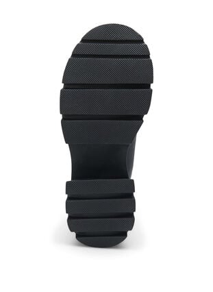 Wide fit læderstøvle med chunky sål, Black, Packshot image number 4