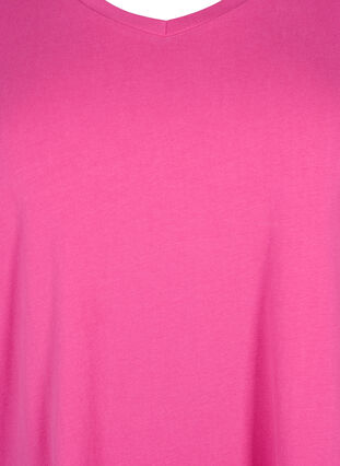 Ensfarvet basis t-shirt i bomuld, Raspberry Rose, Packshot image number 2