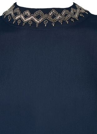 Langærmet viskose bluse med perler, Night Sky, Packshot image number 2