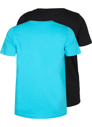 2-pak basis t-shirt i bomuld, Blue Atoll / Black, Packshot image number 1