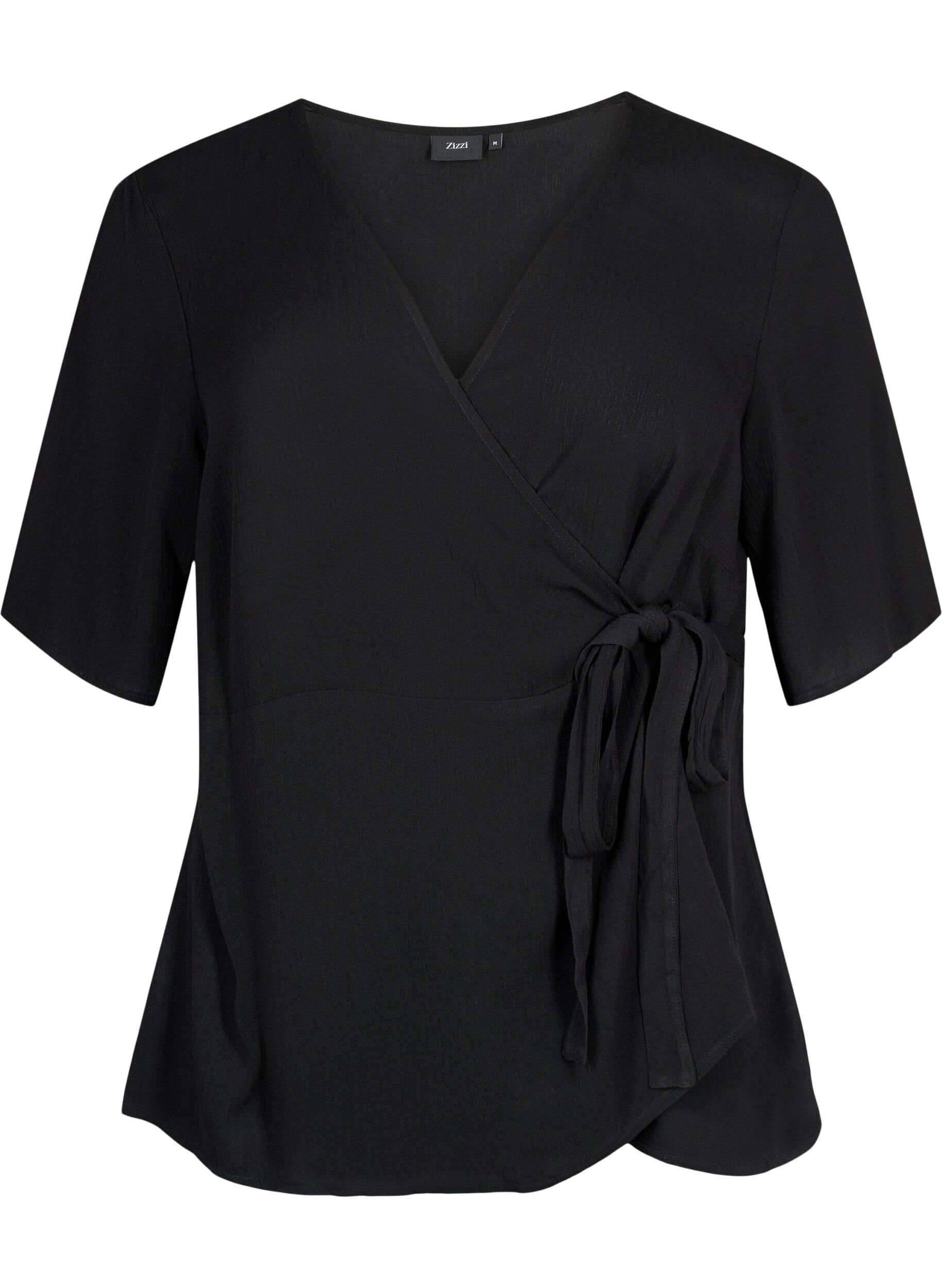 Zizzi Viskosebluse med wrap, Black, Packshot image number 0