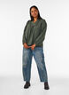 Bluse med V-udsk&aelig;ring og crochetb&aring;nd, Gr&oslash;n, Model image number 1
