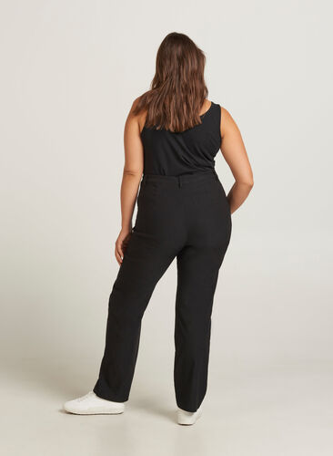 Regular fit bukser med høj talje, Black, Model image number 0