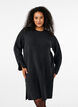 Strikkjole med slids, Dark Grey Melange, Model image number 0