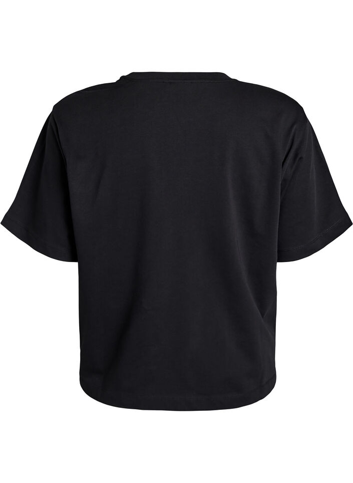 Boxy T-shirt i bomuld, Sort, Packshot image number 1