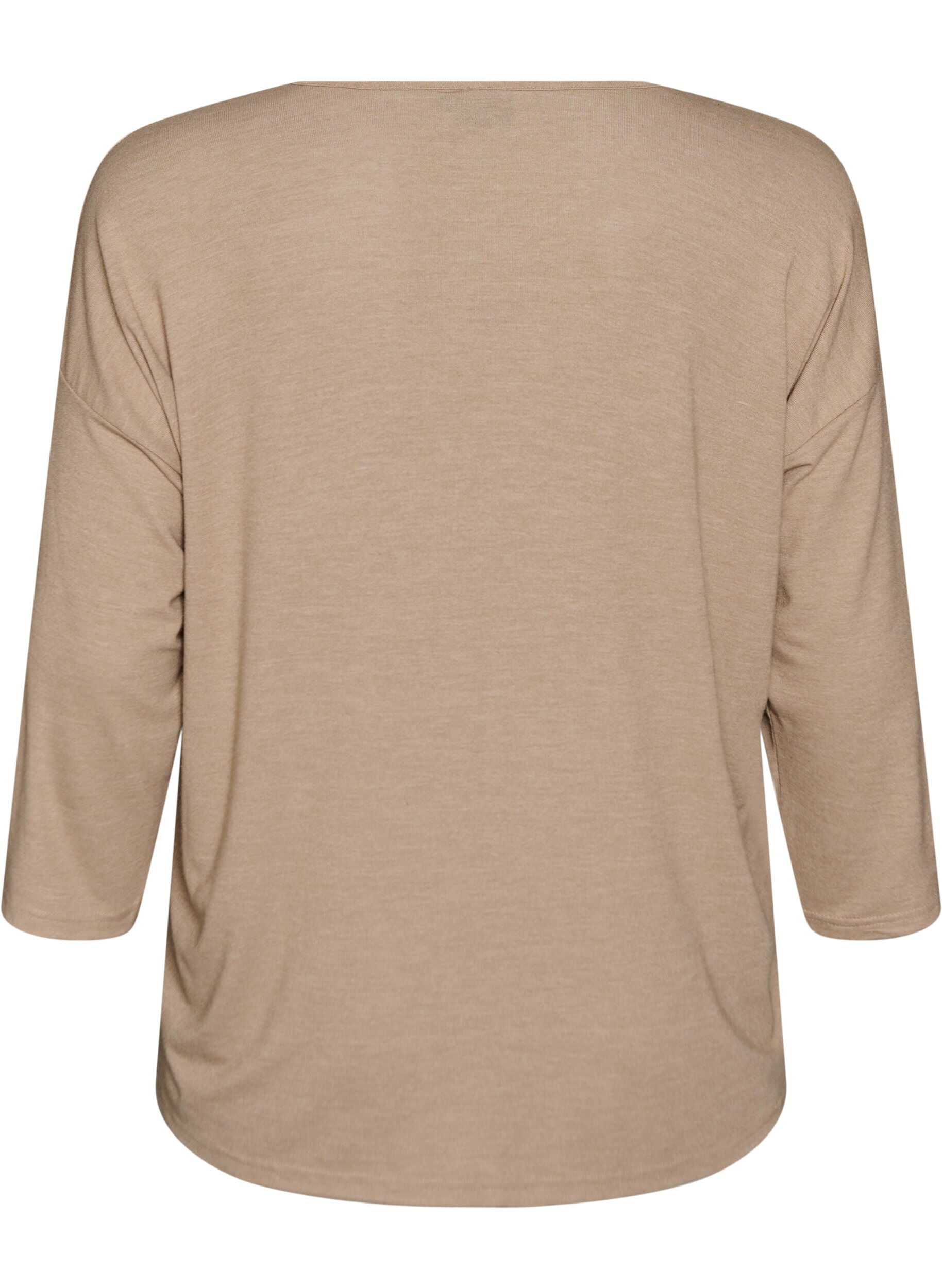 Zizzi Jerseybluse med 3/4 &aelig;rmer, Beige, Packshot image number 1
