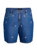 Denim shorts med broderede blomster, Blå, Packshot image number 0