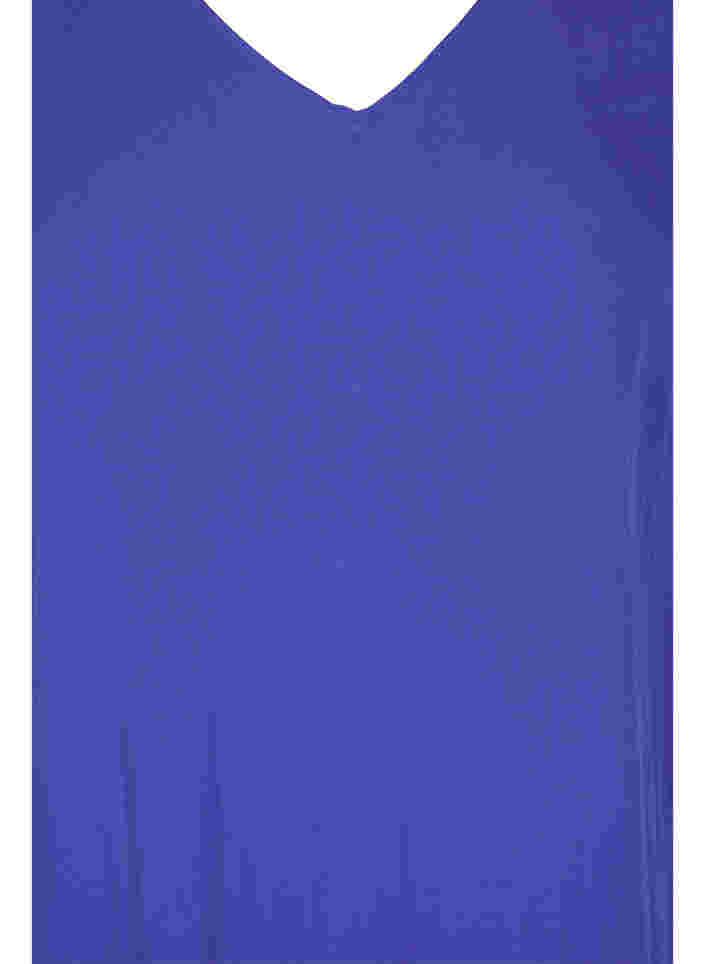 Kortærmet viskose kjole med v-udskæring, Dazzling Blue, Packshot image number 2