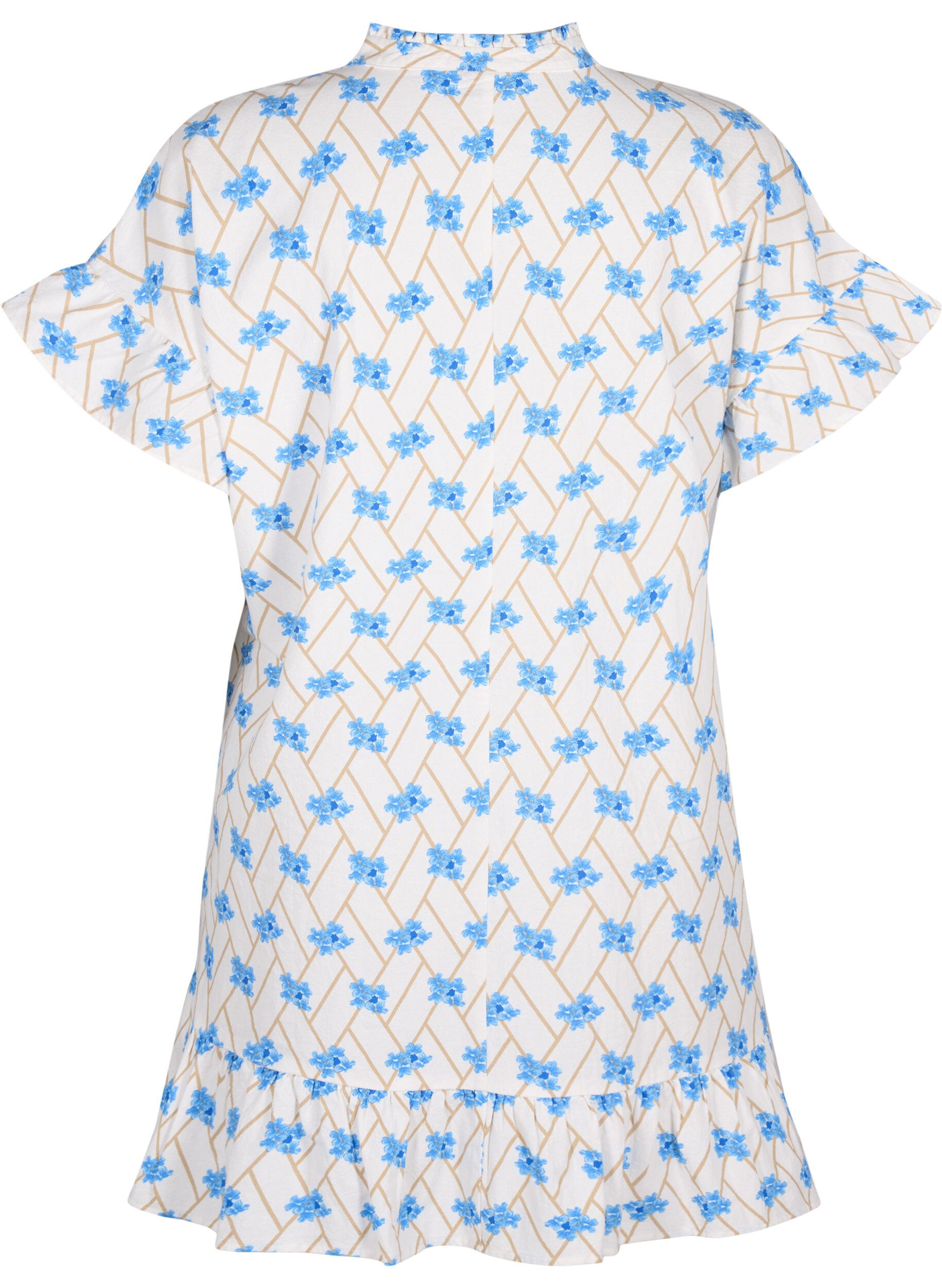 Zizzi Blomstret tunika i bomuld, Snow White Flower, Packshot image number 1