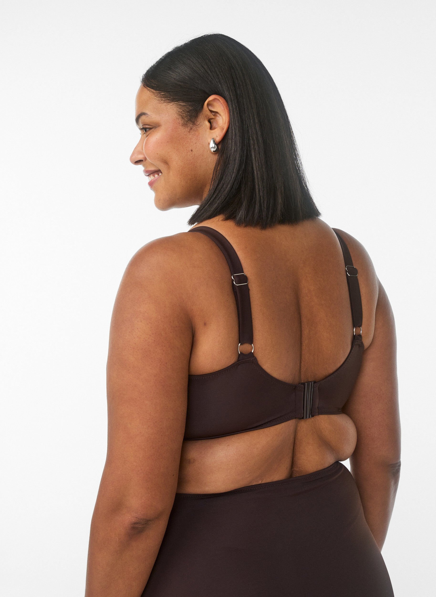 Zizzi Bikini b&oslash;jle bh med draperinger, Brun, Model image number 2