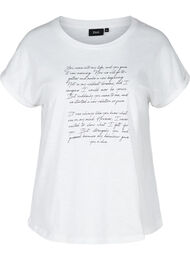 T-shirt med tryk i økologisk bomuld, Bright White TEXT