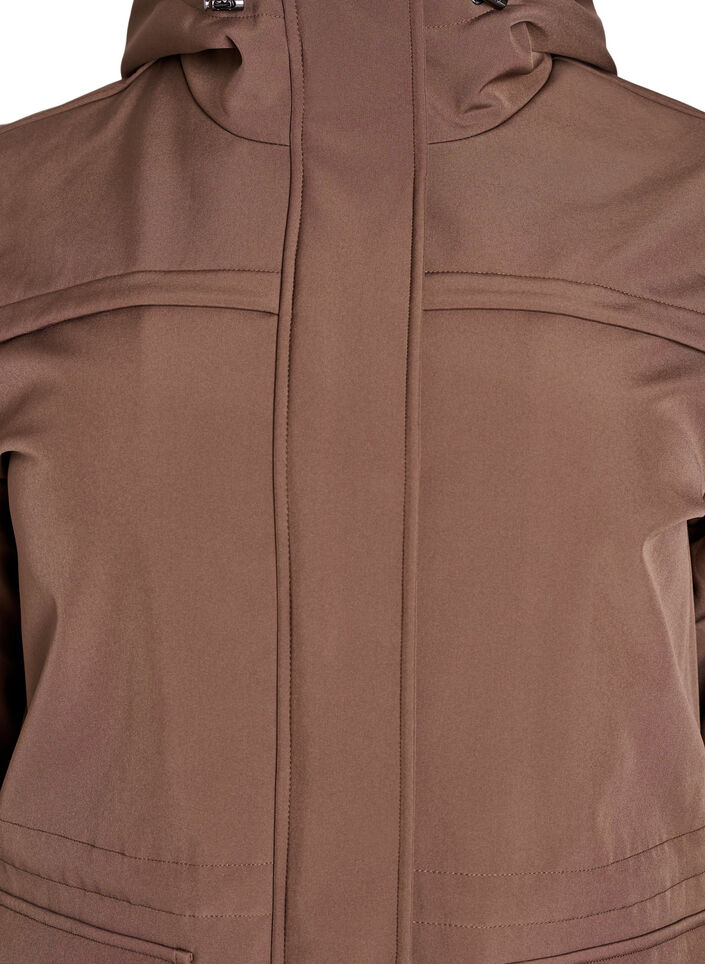 Vandafvisende softshelljakke med quiltet foer, Brun, Packshot image number 2