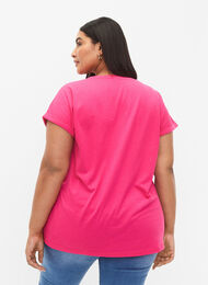 Kortærmet t-shirt i bomuldsblanding, Raspberry Sorbet, Model