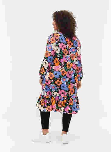 Blomstret kjole med v-hals, Vibrant Flower AOP, Model image number 1