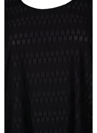 Mønstret bluse med 3/4 ærmer, Black, Packshot image number 2