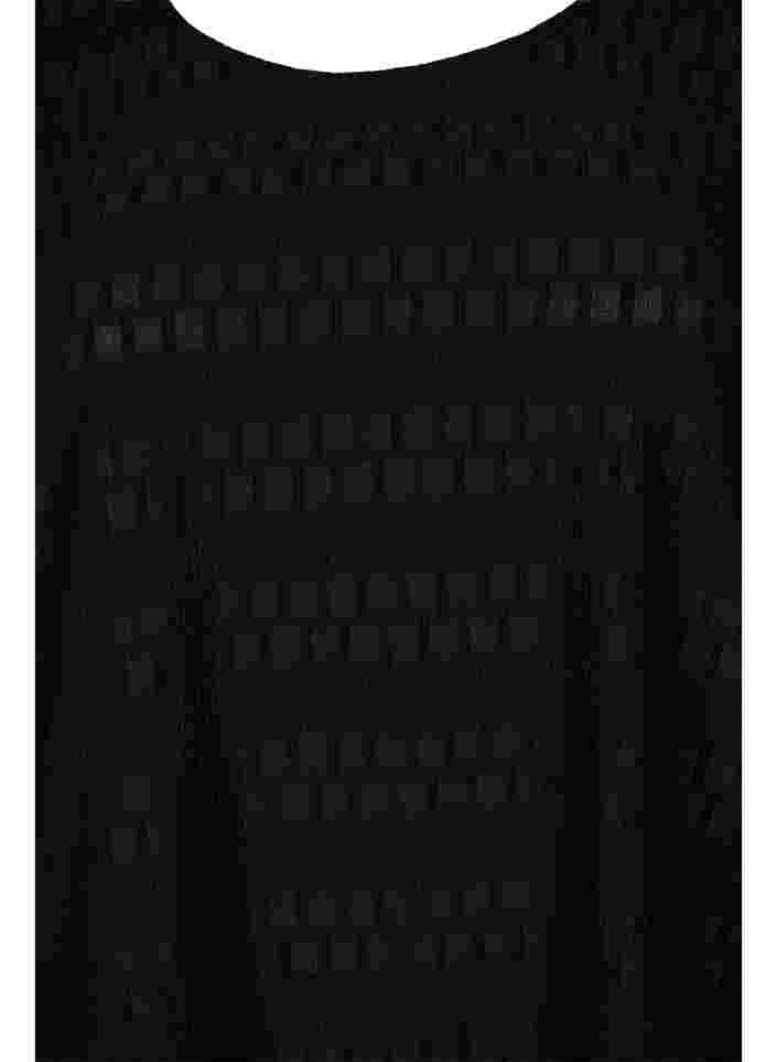 Mønstret bluse med 3/4 ærmer, Black, Packshot image number 2