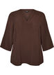 Bluse med 3/4 &aelig;rmer, Brun, Packshot image number 0