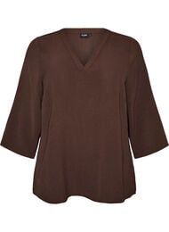 Bluse med 3/4 &aelig;rmer, Brun