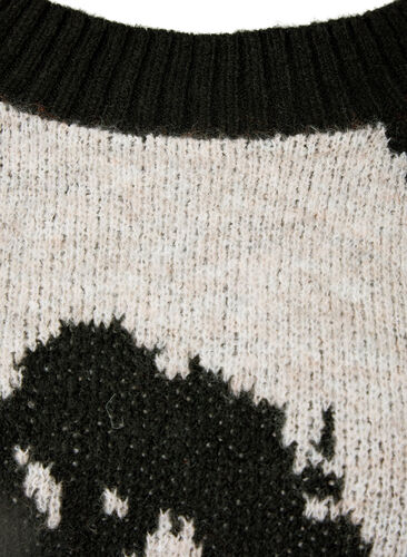 Mønstret strikbluse, Black Comb, Packshot image number 2