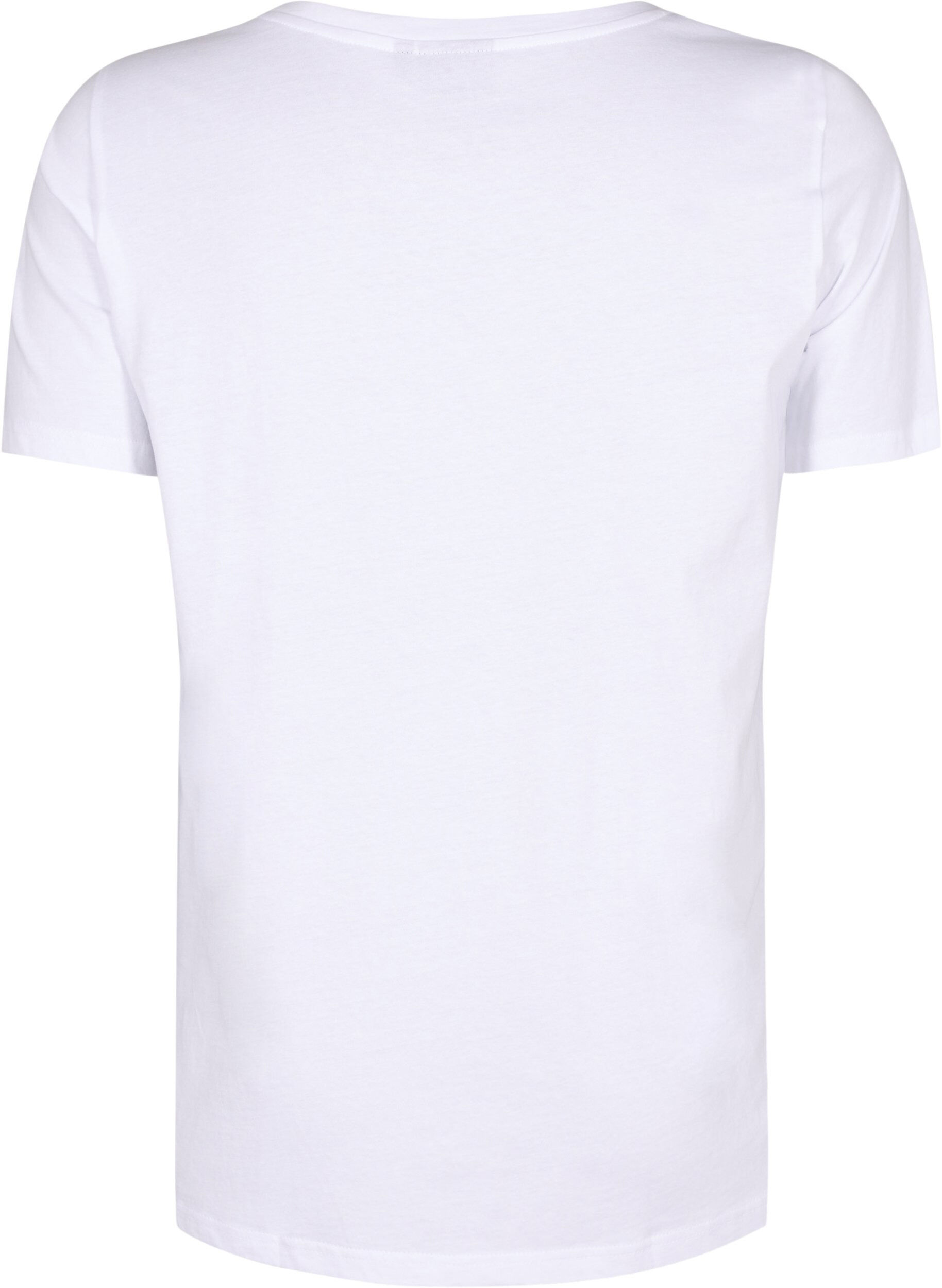 Zizzi Bomulds t-shirt med motiv, B. White w. Sulphur, Packshot image number 1
