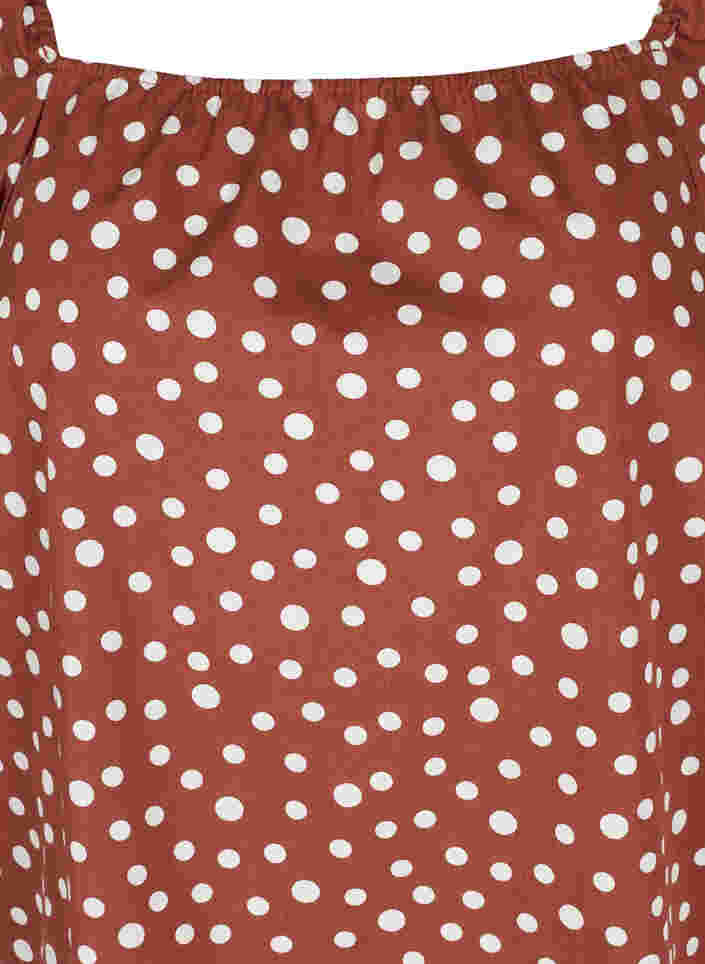 Bomulds bluse med prikker, Marsala AOP, Packshot image number 2