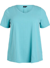 Ensfarvet basis t-shirt i bomuld, Bl&aring;
