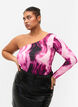 One-shoulder bluse med print, Raspberry Rose AOP, Model image number 0