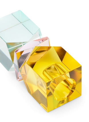 Lysestage i krystalglas, Gul/Pink/Mint, Packshot image number 1