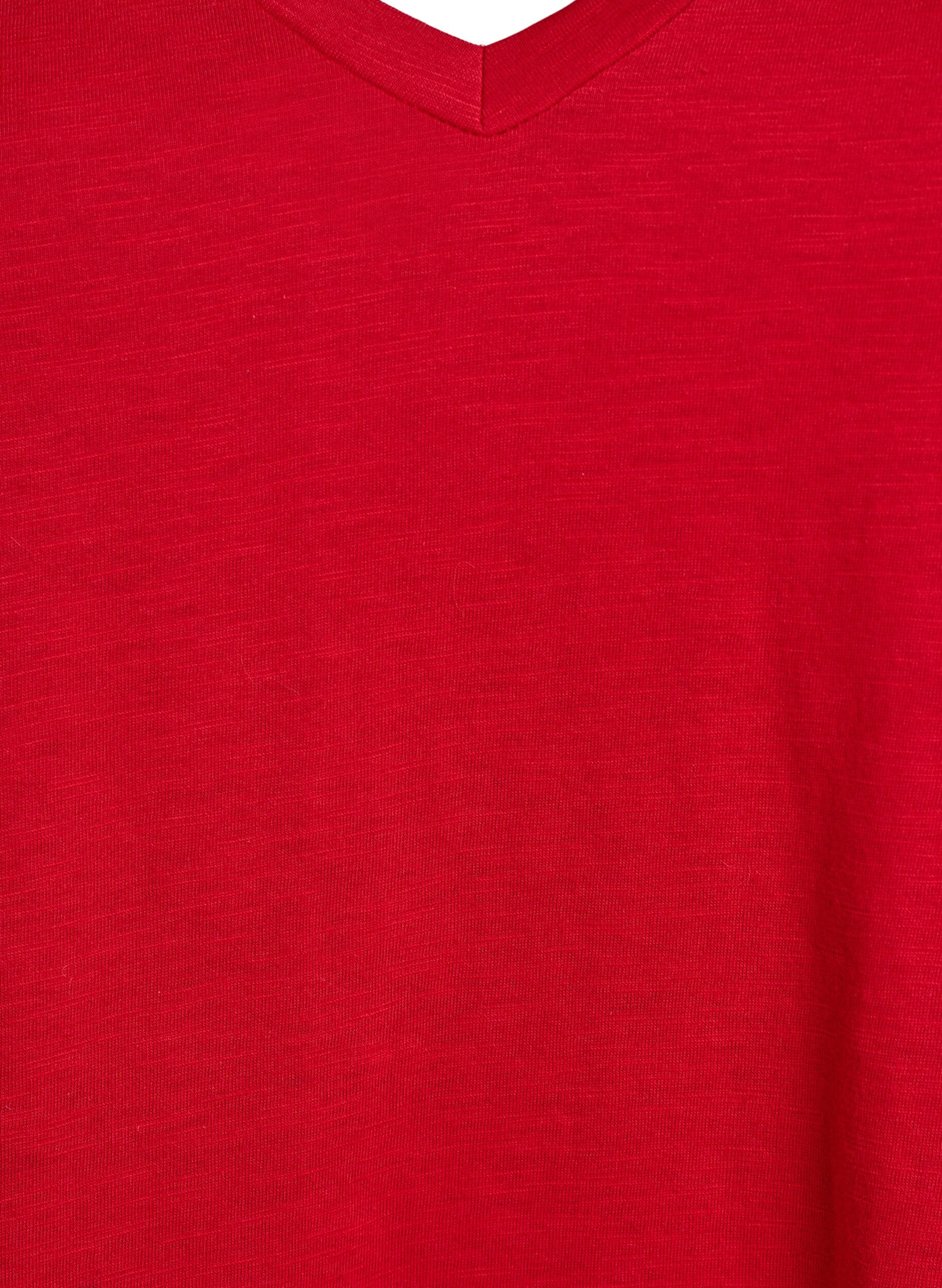 ZizziKort&aelig;rmet basis t-shirt med v-hals, R&oslash;d, Packshot image number 2