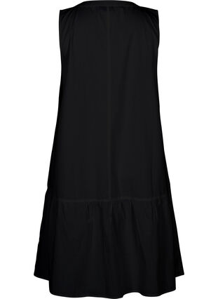 Kort bomulds kjole i a-shape, Black, Packshot image number 1