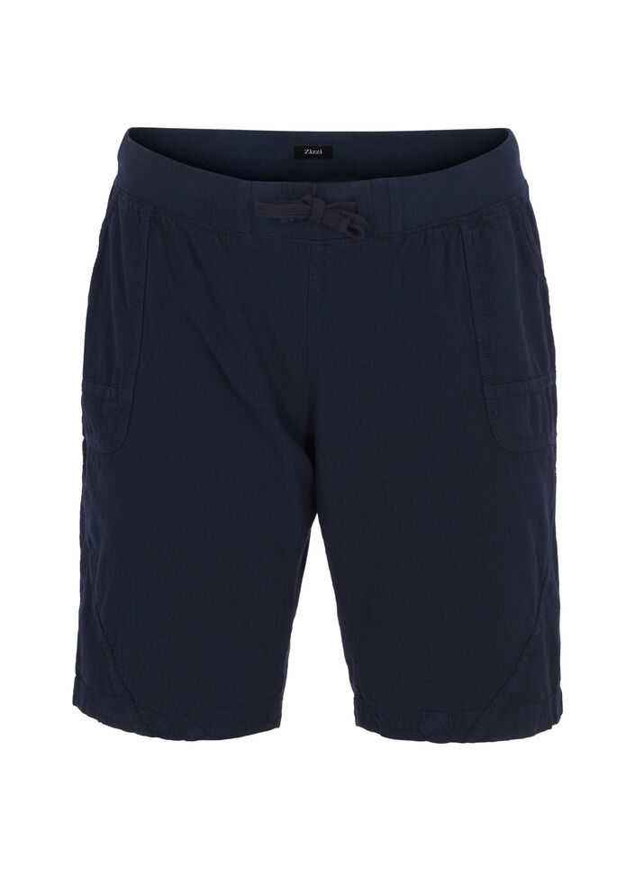 L&oslash;se shorts i bomuld med lommer, Bl&aring;, Packshot image number 0