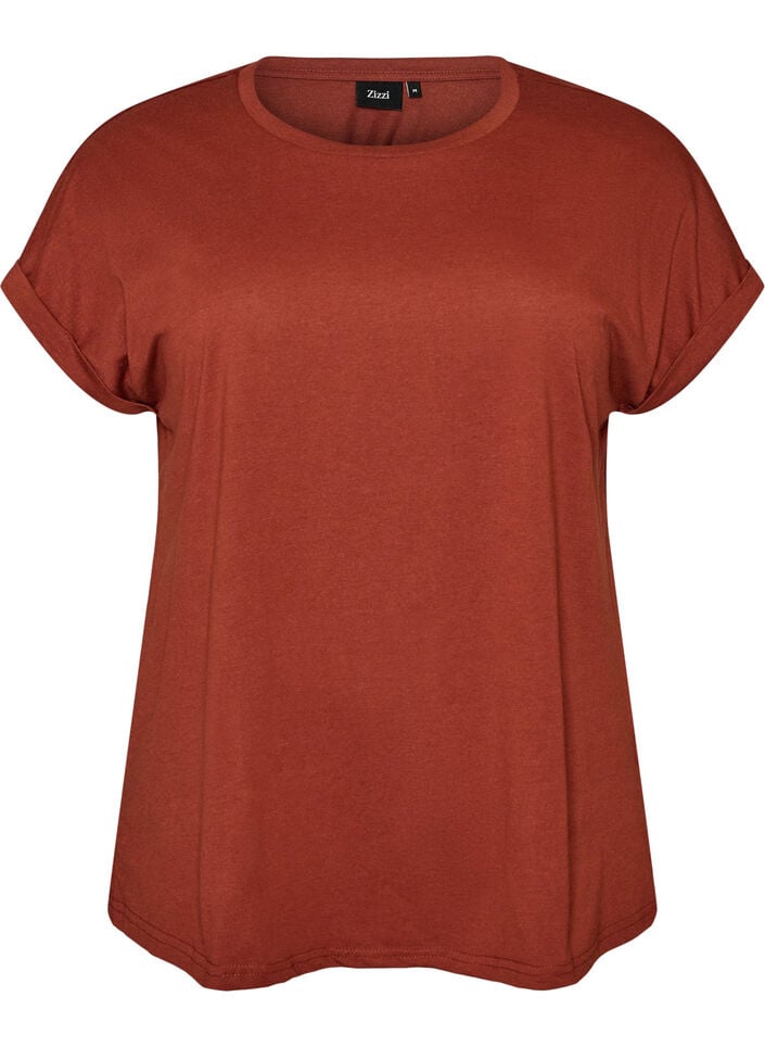 Kort&aelig;rmet T-shirt i bomuldsblanding, R&oslash;d, Packshot image number 0