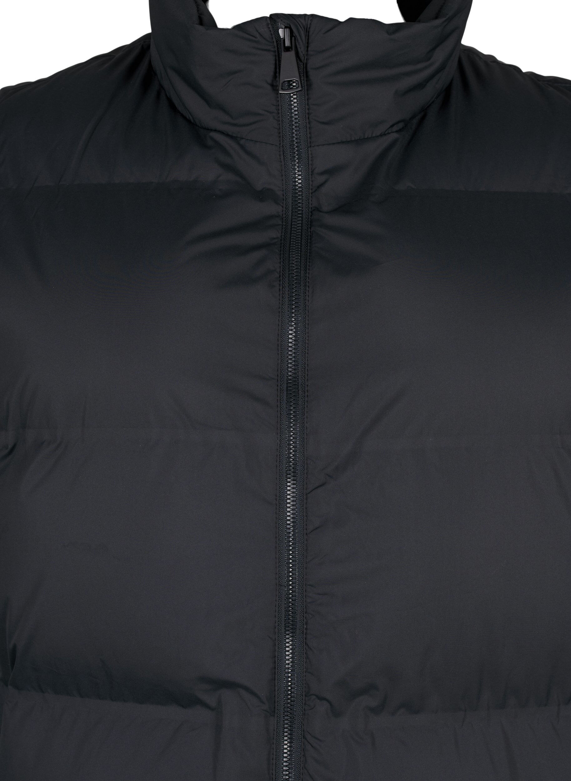 ZizziLang vest med lommer og tovejs lynl&aring;s, Sort, Packshot image number 2