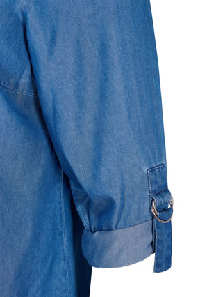 Skjorte med 3/4 ærmer og rund halsudskæring, Medium Blue Denim, Packshot image number 2