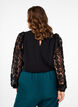 Bluse med 3D-blomster, Black, Model image number 1