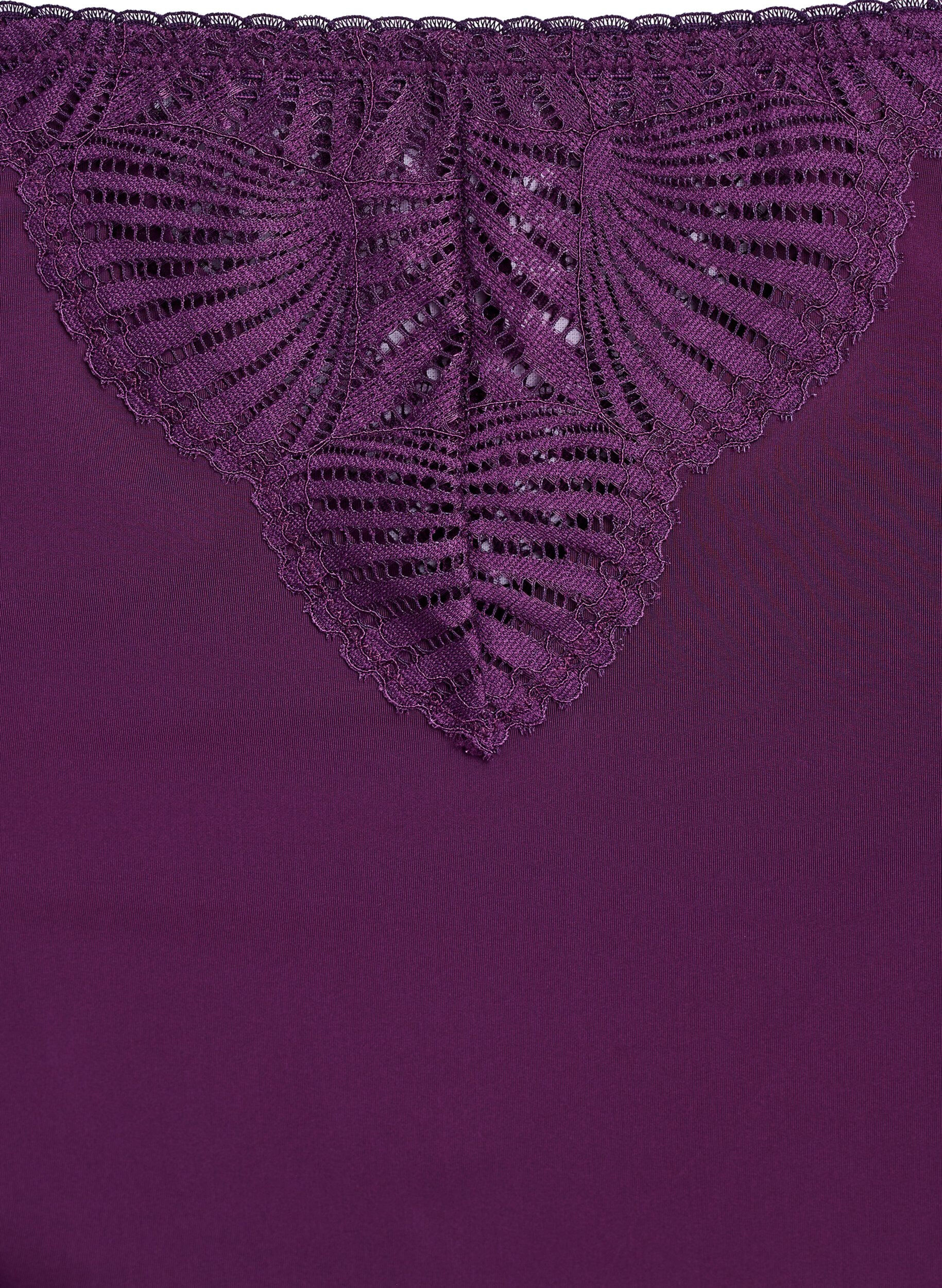 Zizzi Brief trusse i microfiber med blondedetaljer, M&oslash;rk Bordeaux, Packshot image number 2