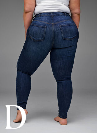 Super slim jeans med høj talje, Dark Blue, Model image number 9