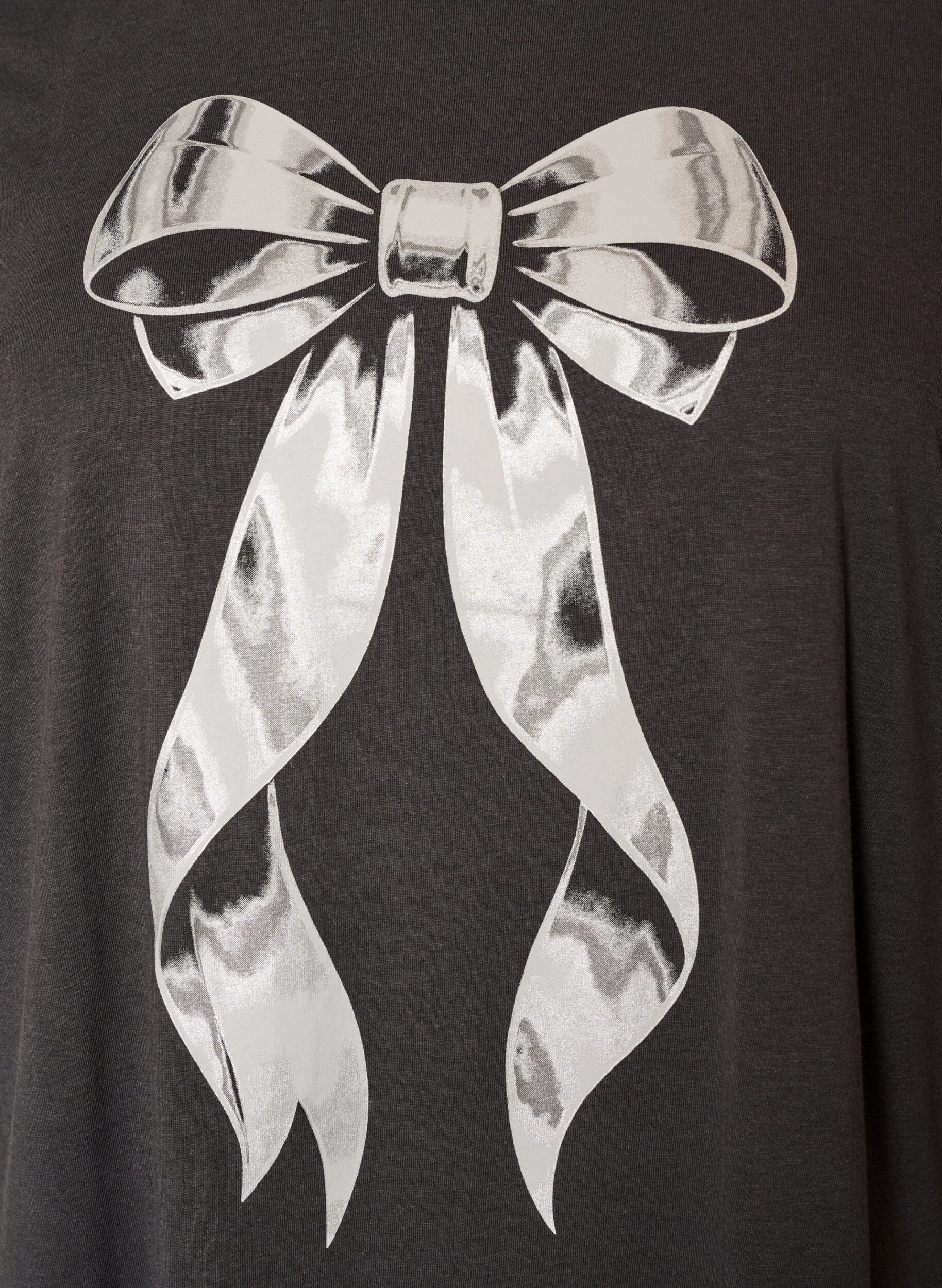 ZizziT-shirt i bomuld med frontmotiv, Gr&aring;, Packshot image number 2