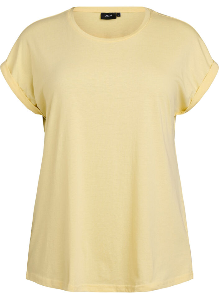 Kort&aelig;rmet t-shirt i bomuldsblanding, Gul, Packshot image number 0