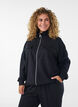 Jersey cardigan med lynl&aring;s og h&oslash;j krave, Sort, Model image number 0