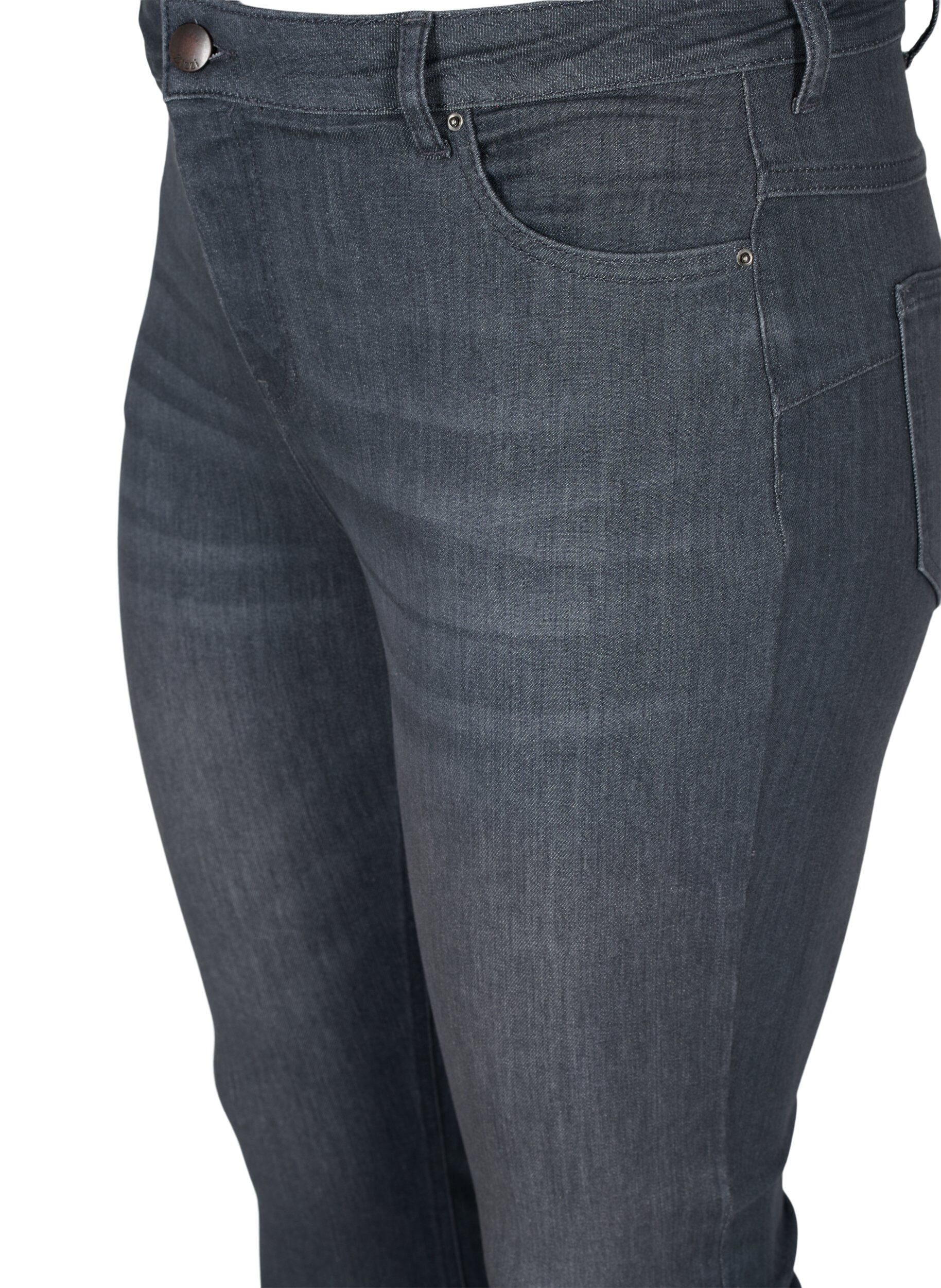 Zizzi Amy jeans med h&oslash;j talje og push up, Grey Denim, Packshot image number 2