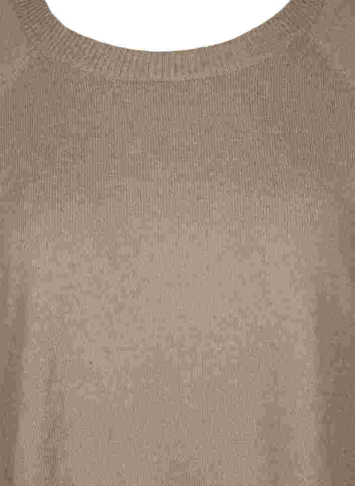 Meleret strikbluse med knappedetaljer, Silver Min Mel., Packshot image number 2